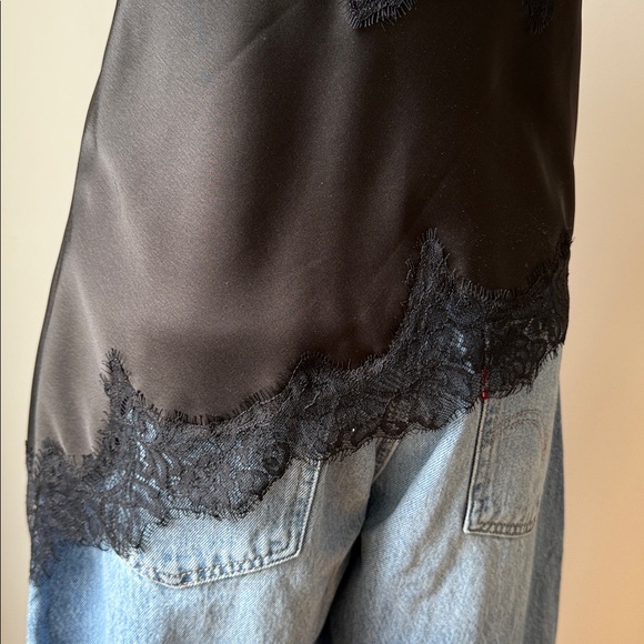 Zara Asymmetrical Black Lace Trim Cami Top - Picture 7 of 9